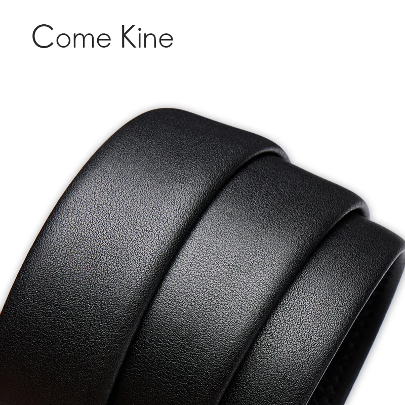 Come Kine Mens Belts Genuine Leather Business Light Luxury Fashion Automatic Buckle Belt Golden Gun Color High Quality Mens Belt