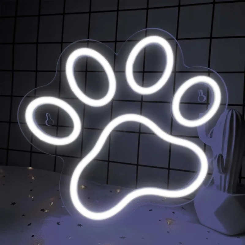 Dog Paw LED Neon Sign USB Powered Neon Night Light 3D Wall Art & Game Room Bedroom Living Room Decoration Wall Decor Lamp Signs