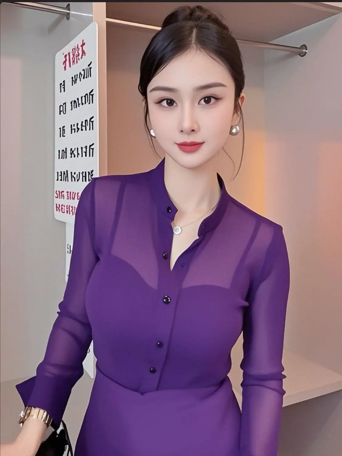Ele Summer Protection solaire pour femme irt e Beautiful Me Top coréen Sle Slim Fit Long Sve Pure Color Button D...