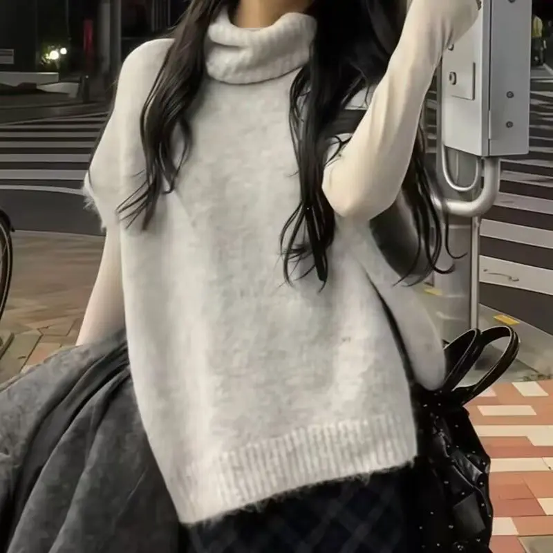 

Французский винтажный тонкий вязаный жилет-свитер для женщин, повседневный, сексуальный, элегантный, облегающий, для офиса, в стиле Y2K, пуловер, японская мода, осень