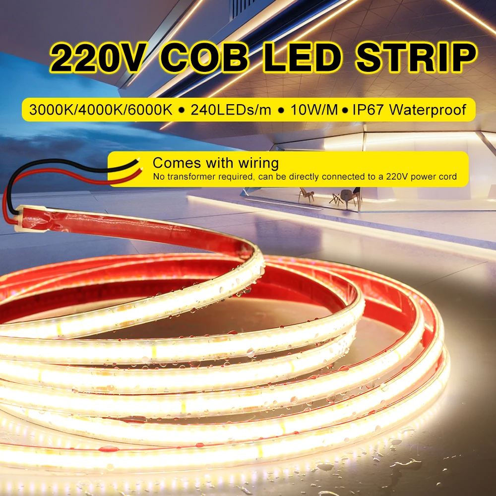 5M 10M 20M LED Grow Light Strip Full Spectrum IP67 Waterproof COB 220V LED Phyto Lamp Tape For Indoor Seed Plants Flowers VEG