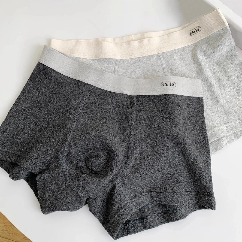

Simple Fashion Thin Cotton Boxer Briefs Mid Waist Underpants Cotton Boxers Seamless Solid Color Underwear for Men Gifts
