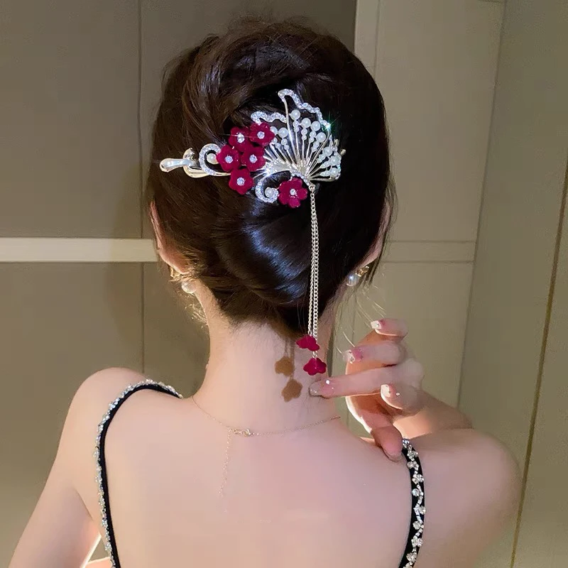 Flower Festival Hair Claw For Ladies Fashion Ponytail Hair Crabs Girls Temperament Hair Clips Shark Clip Barrettes Accessories