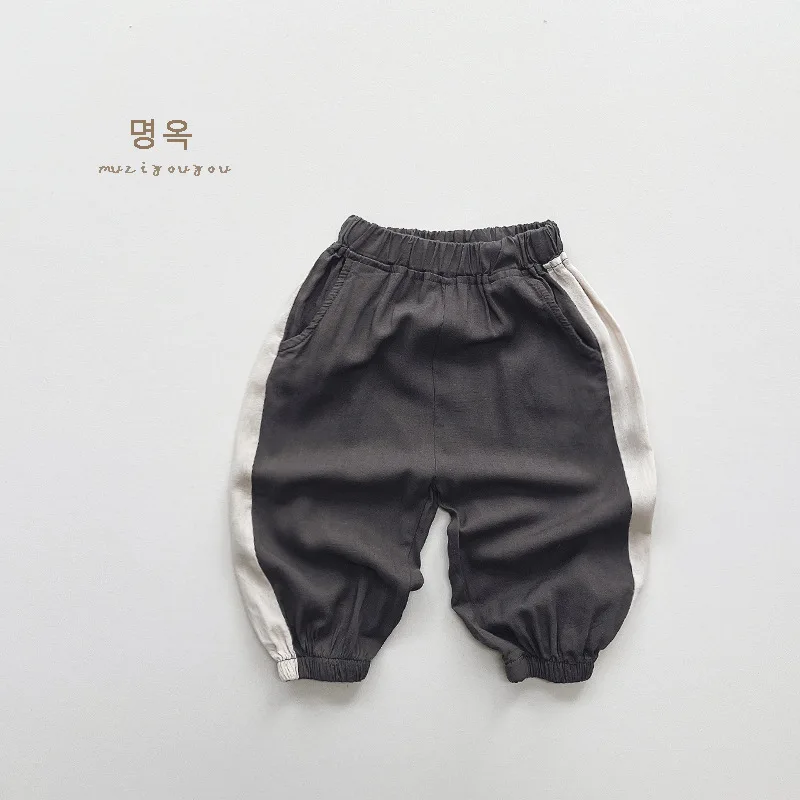 2024 Summer New Children Cotton Linen Trousers Fashion Boys Mosquito Proof Pants Loose Kids Casual Pants Vintage Girls Clothes