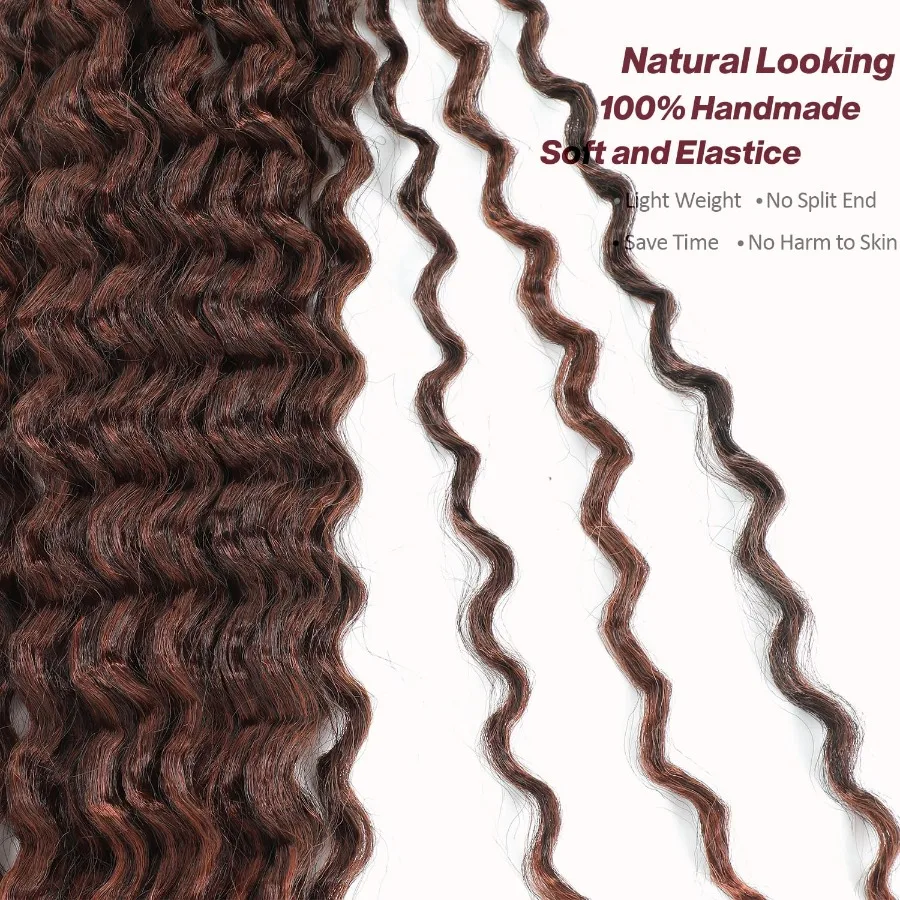 شعر كروشيه مموج عميق 24 بوصة 7 عبوات من الشعر الاصطناعي الطويل المُحلق مسبقًا للنساء ذوات البشرة السمراء مع نمط ملتف عميق وصندوق حورية البحر بوهو #4