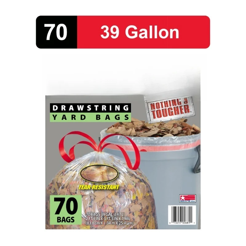 

39 Gal Drawstring 70 Ct Clear Yard Bag