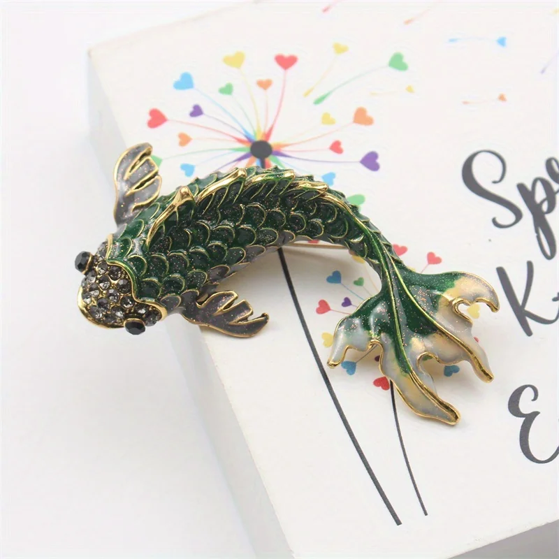New Vintage Painted Drip Glazed Goldfish Corsage Ethnic Style High-end Koi Enamel Brooch Accessories