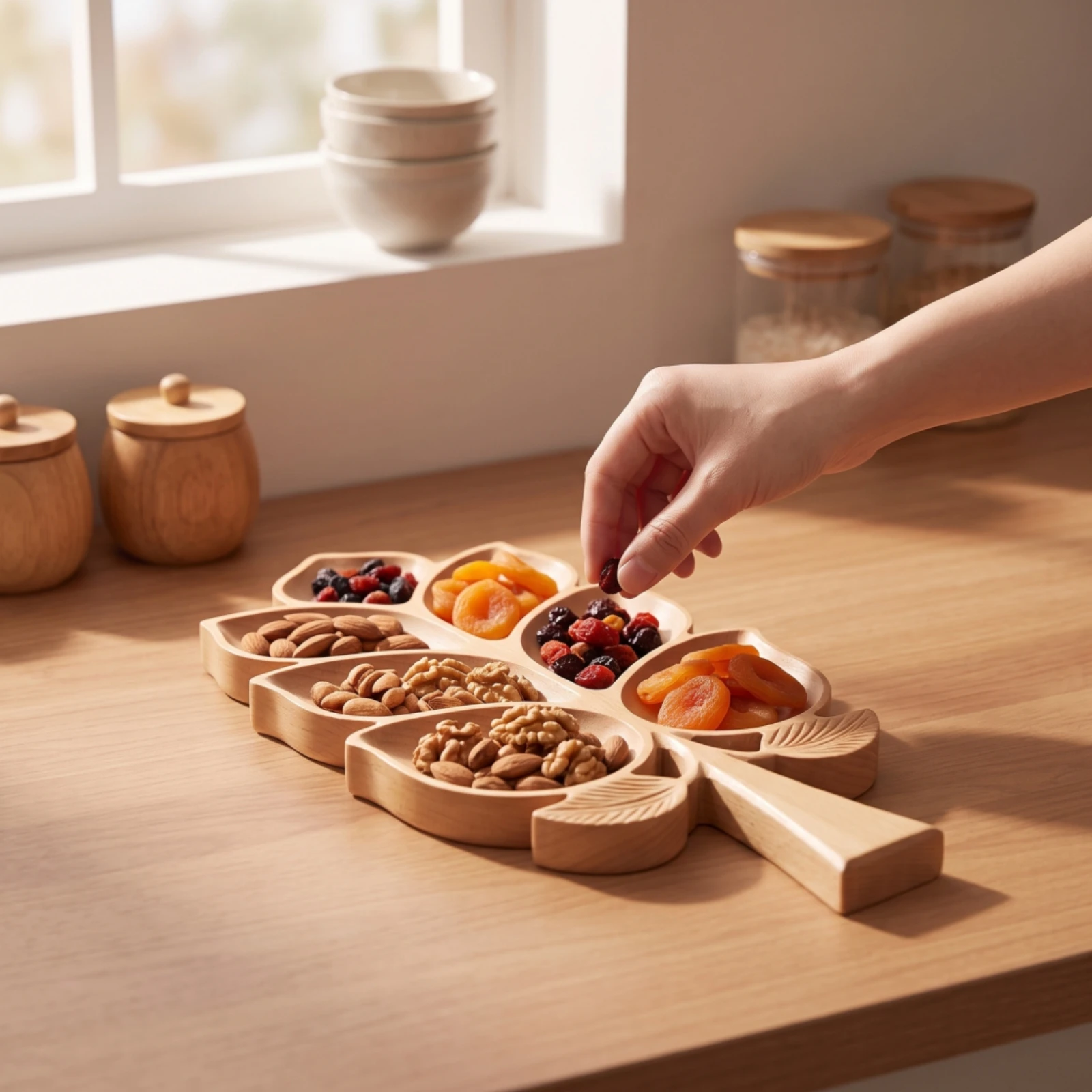 Leaf Serving Tray Easy to Maintain Serving Tray with Compartments Divided Platter Modern Dish Premium for Hosts
