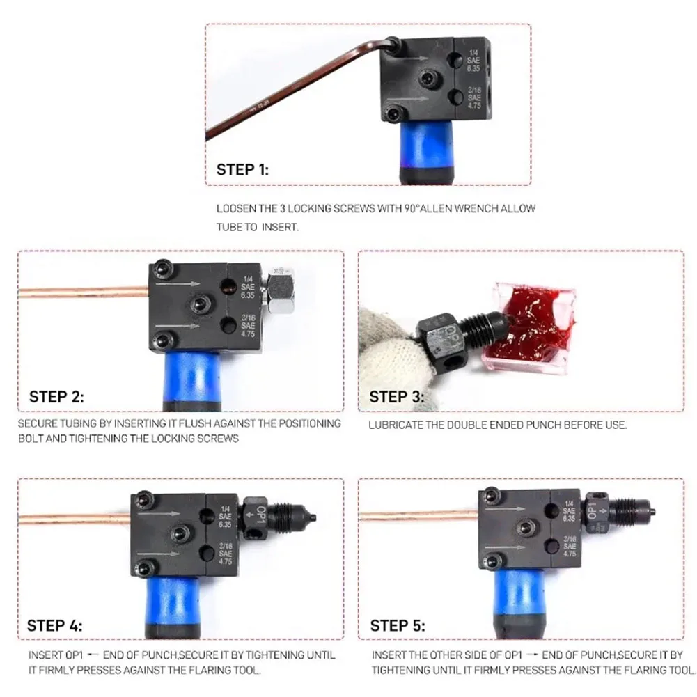 /6pcs /Automotive /Brake Line Double Flaring Punch Tool Set For DIN 3/16 Inch And 4.75mm Steel Nickel Copper Tubing  45 Degre