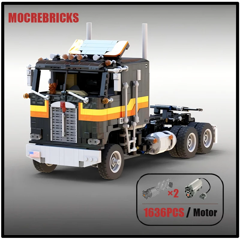 Kenworth 도시 운송 트럭, K100C 엔지니어링 컨테이너 트랙터 덤프 트레일러, MOC 빌딩 블록, 어린이 장난감 세트, 크리스마스 선물