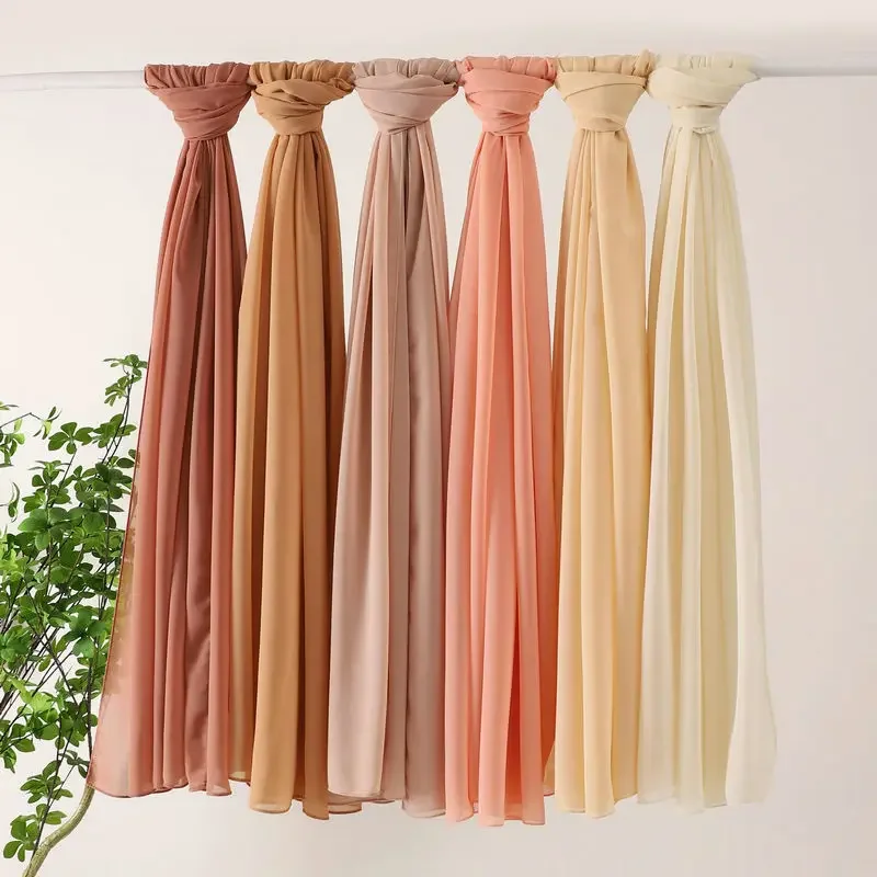 10pcs Wholesale Chiffon Hijab Scarf Set Muslim Woman Veil Scarves Hijabs For Woman Turkey Islamic Veil Turban Headscarf Ramadan