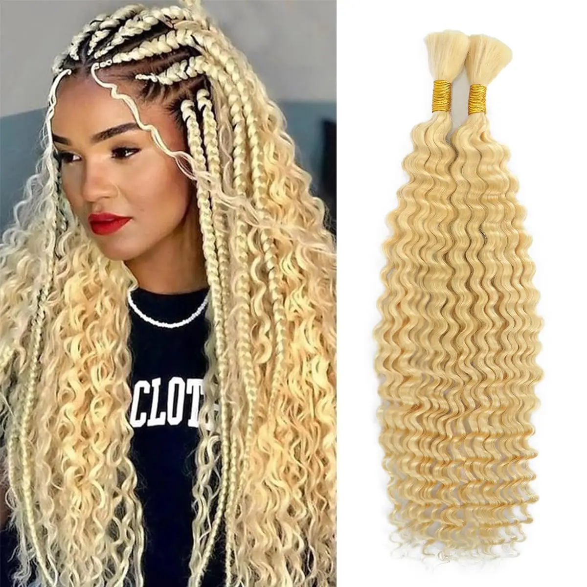 613 cabelo humano em massa onda profunda trança de cabelo humano em massa cabelo humano para trança encaracolado cabelo molhado e ondulado para trança boho