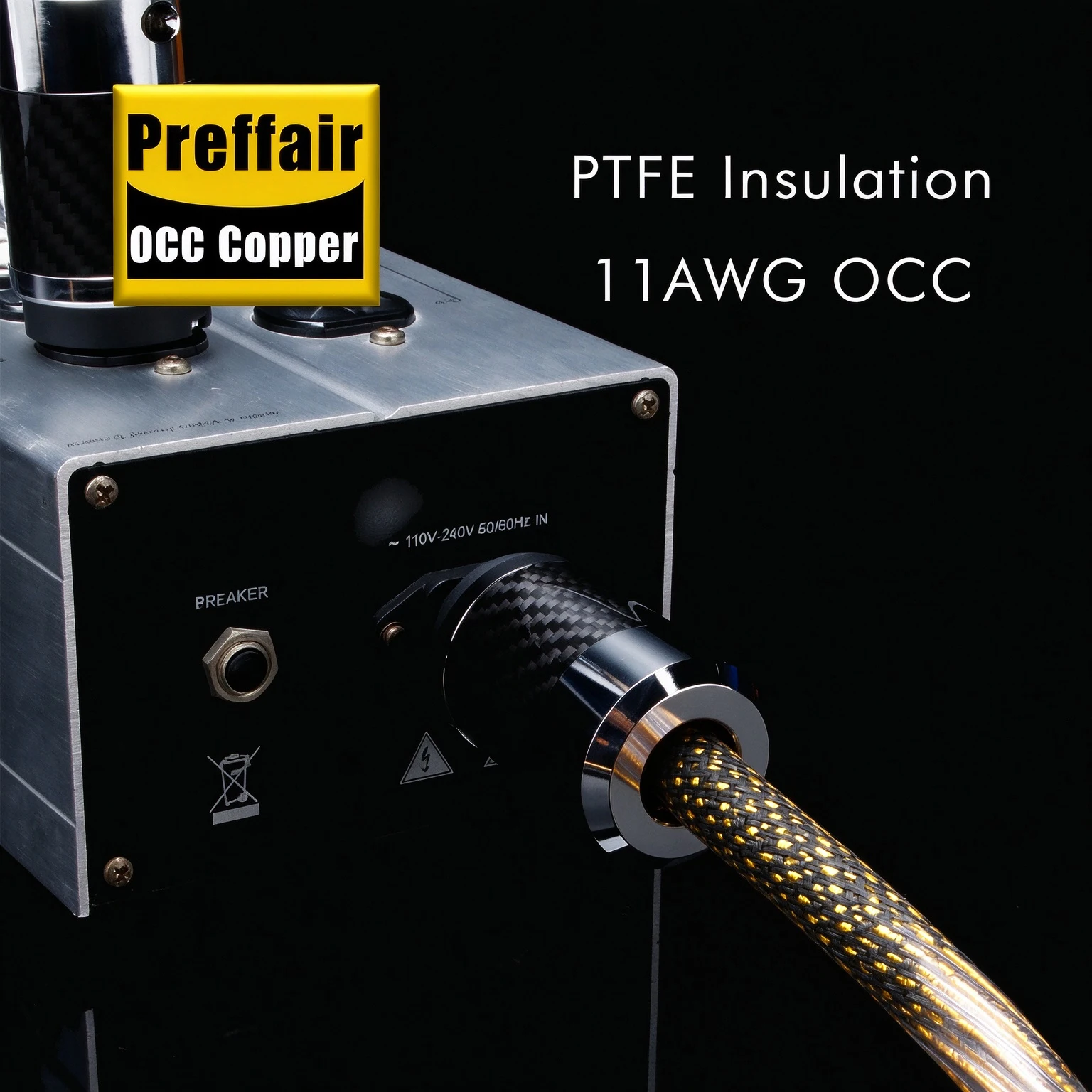 Power Cable Gold OCC Silver Plated Power Cord 11AWG Audiophile Amplifier IEC 320 C15 Power Cord Audio EU/US/AU Version Power Wir