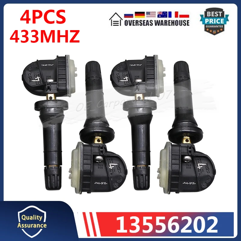 13556202 13530661 TPMS 433MHZ لـ 2020-2025 كاديلاك CT4 2021-2023 شيفروليه سيلفرادو نظام مراقبة ضغط الإطارات الاستشعار 4 قطعة