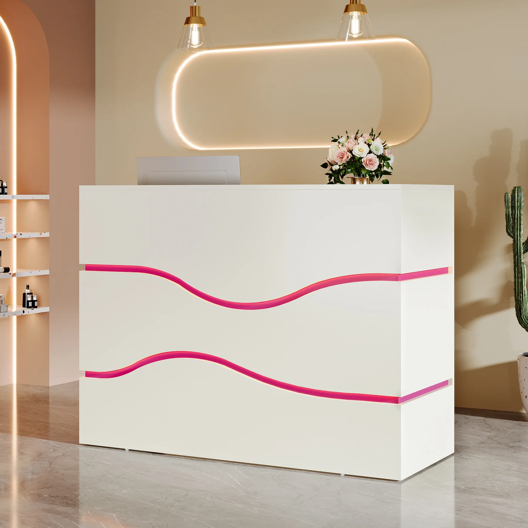 Modern cash register counter, bar bar, simple clothing store, hotel reception desk, corporate office front desk