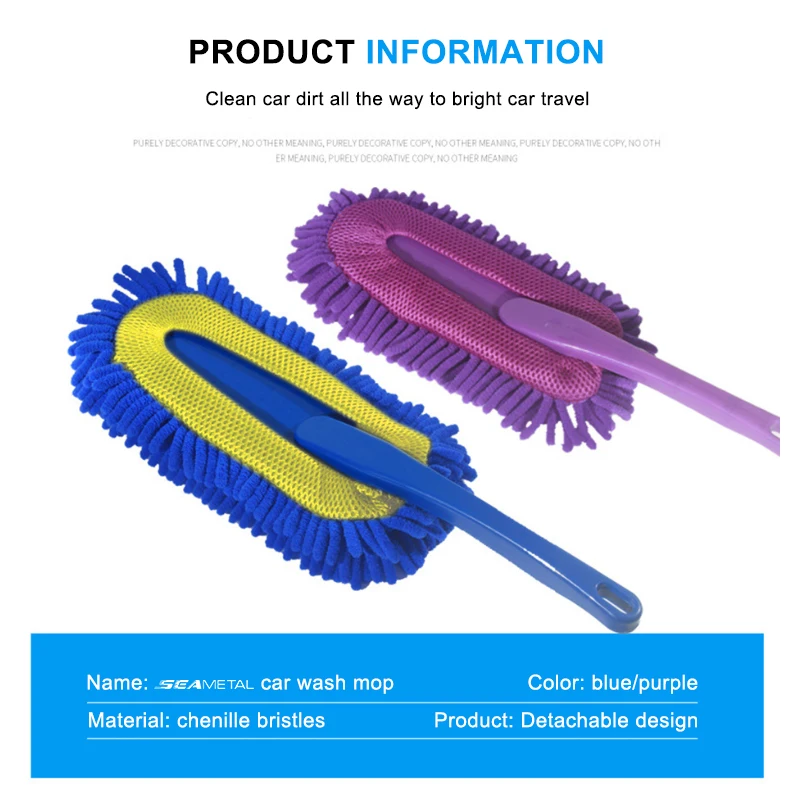 SEAMETAL Car Cleaning Mop Dust Removal Wash Brush Scratch-Free Microfiber Car Collector Duster Clean Kit Car Detailing Wash Tool