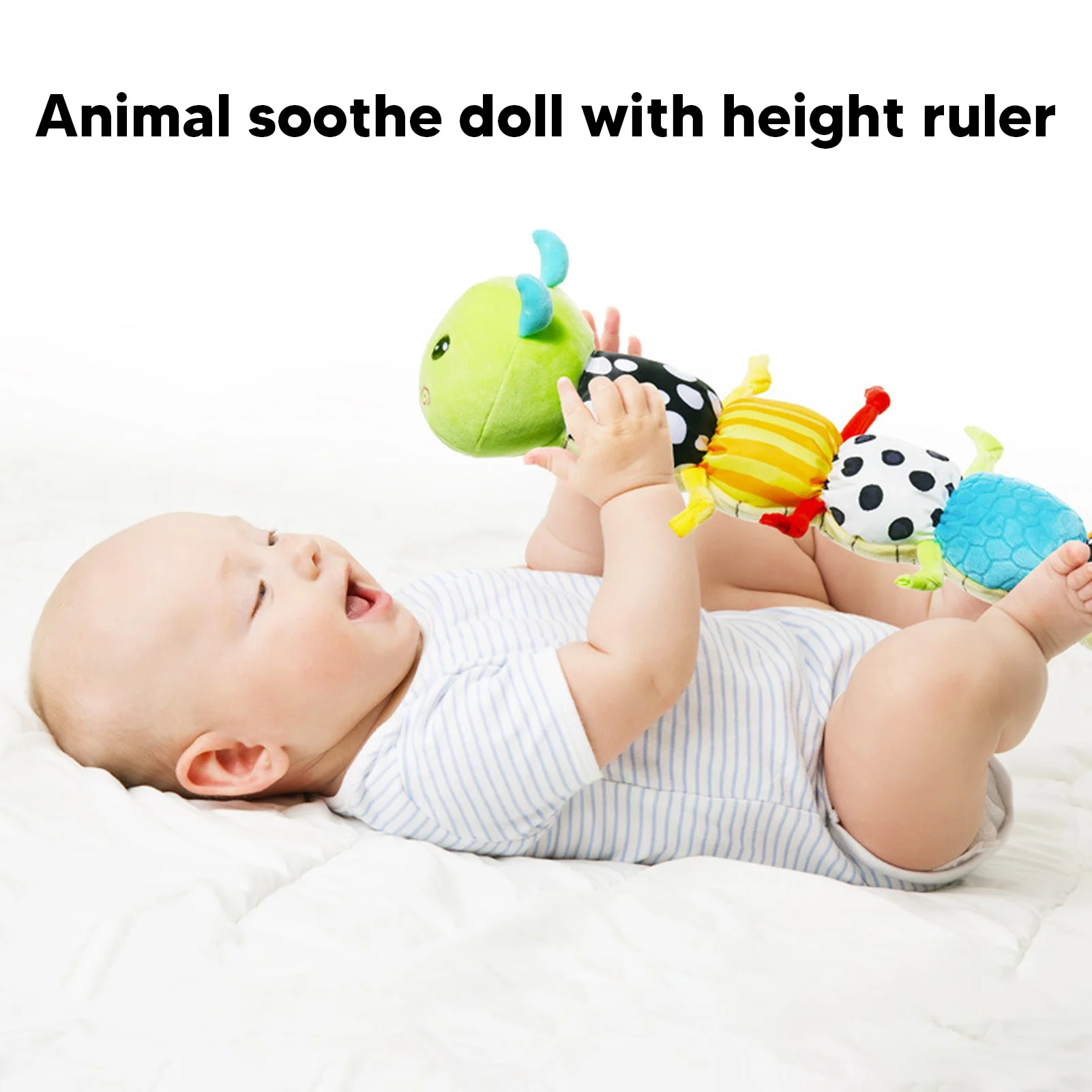 ZK40 Infant Musical Stuffed Animal Activity Toy Green Soft Sensory Toy with Height Ruler for 0 to 1 Years Old Baby