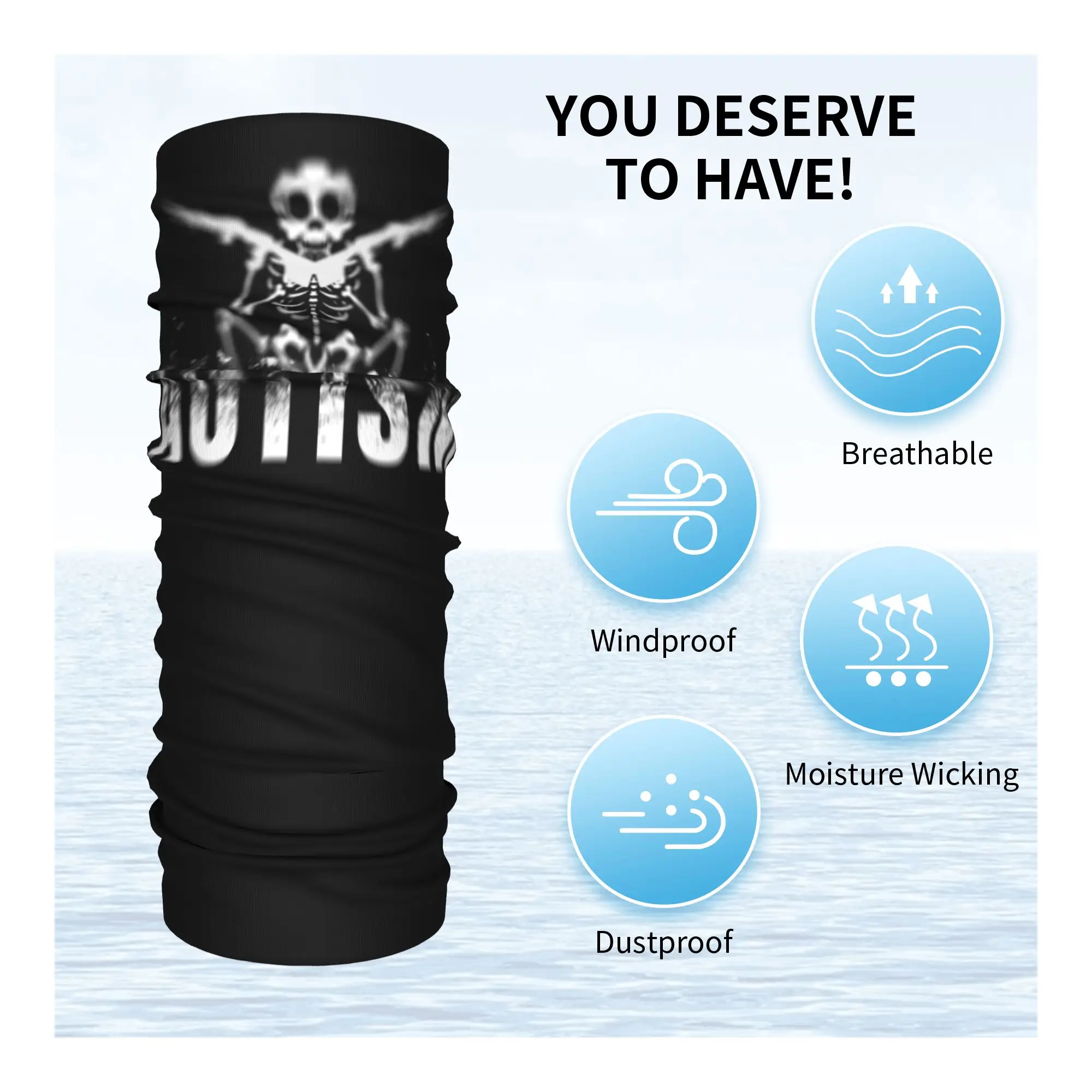 Aspergers Asd التوحد الهيكل العظمي ميمي الرقبة الجراب النساء الرجال يندبروف الشتاء باندانا وشاح للتزلج