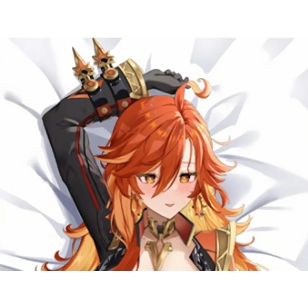2Way Tricot Dakimakura Pillowcase Dual‑Expression Design Dynamic Flame Element Decoration Plain White Bedding Background Mavuika