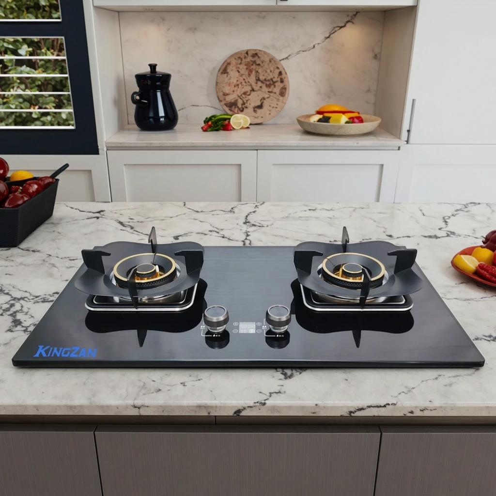

Intelligent Library Black Tempered Glass 2-burner Gas Stove With Safety Protection And Timer Smart Gas Stove