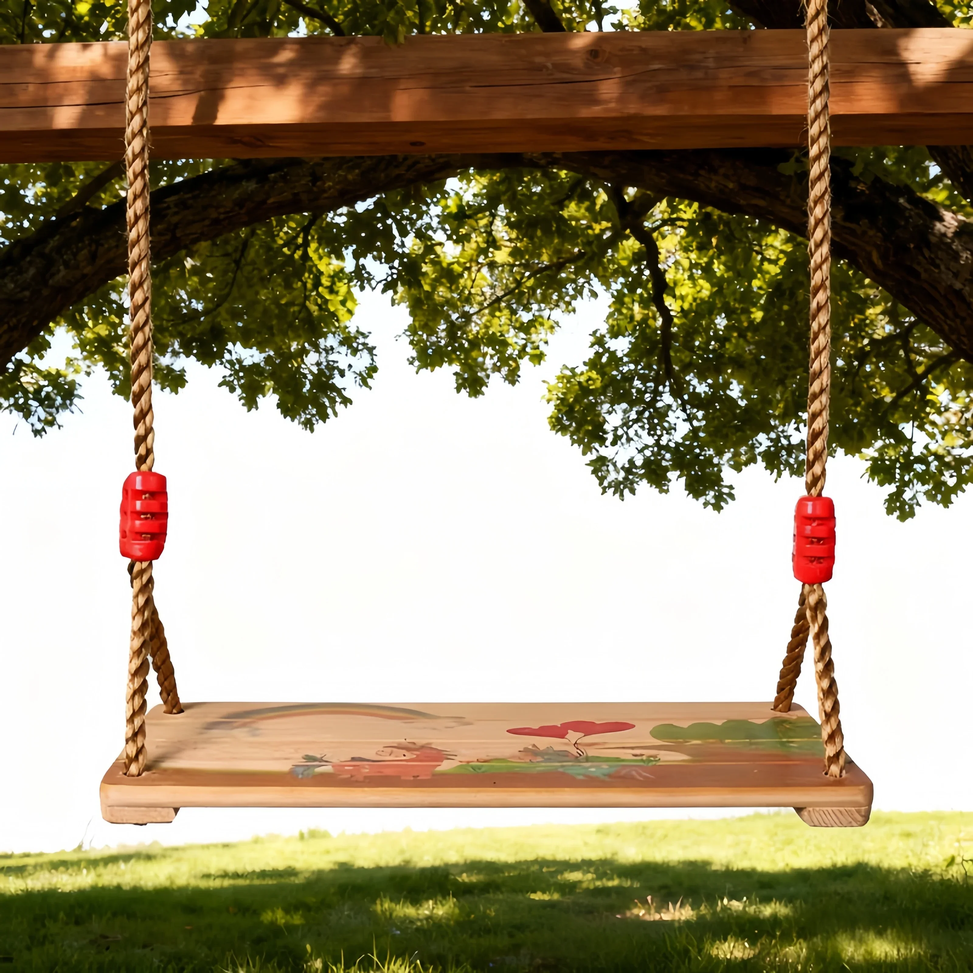 أرجوحة خشبية مطلية عالية الجودة للأطفال، تصميم حبل آمن، ألعاب حسية، ألعاب عائلية للأطفال، لعب تنموي ممتع في الفناء الخلفي