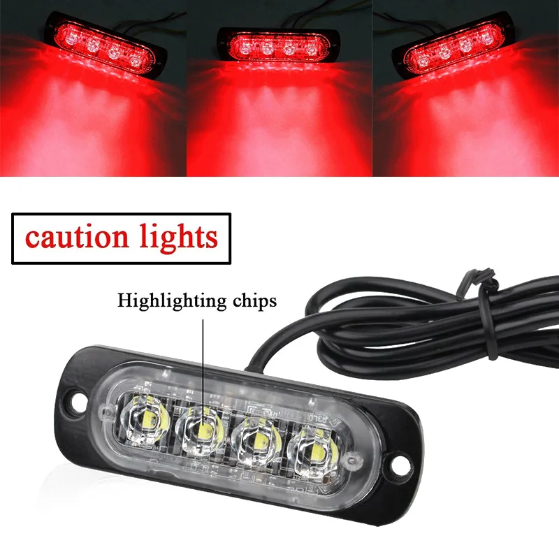 

1pcs Useful 4 LED Off-road Car Trucks Safety Urgent Working Fog Red Lights Lamp 12V 800LM LED Urgent Lights For Auto Accessory