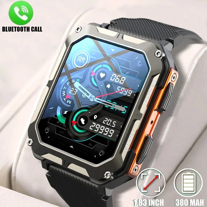 Mart Watch1.83 Inch Men Voice Assistant BT Wireless Call Business Outdoor Sports IP68 Waterproof Wristwatch for Android IOS