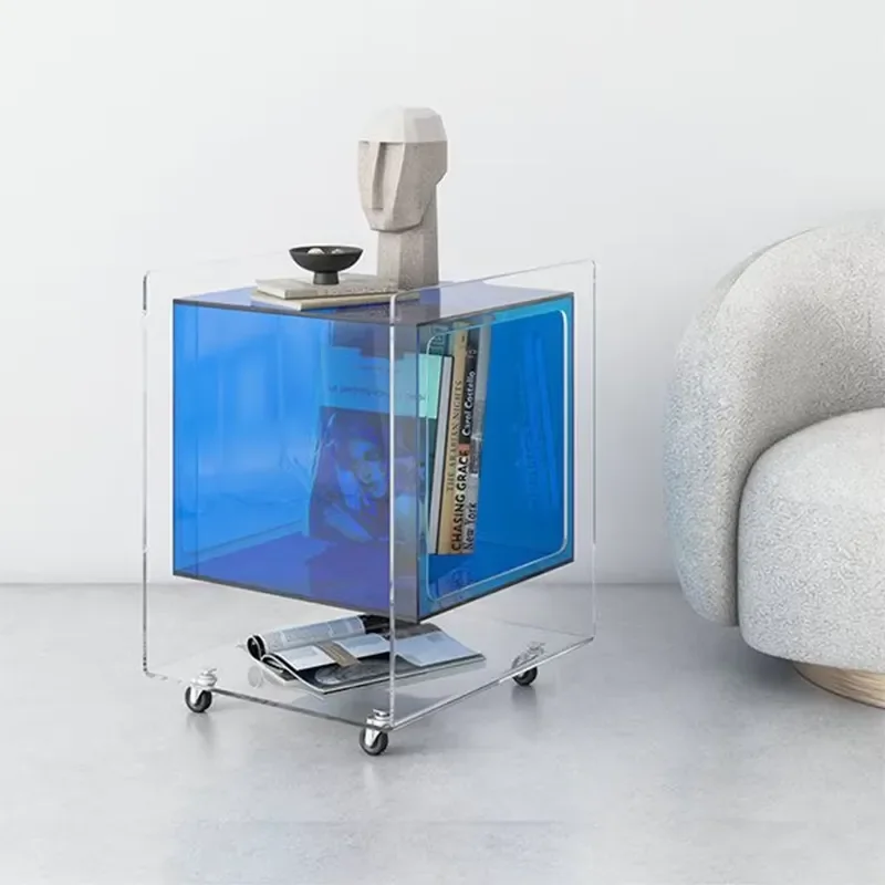 Clear Acrylic Coffee and Bed Side Table with Wheels for Living Room & Hotel Decor Hotel & Restaurant Furniture Supply 5