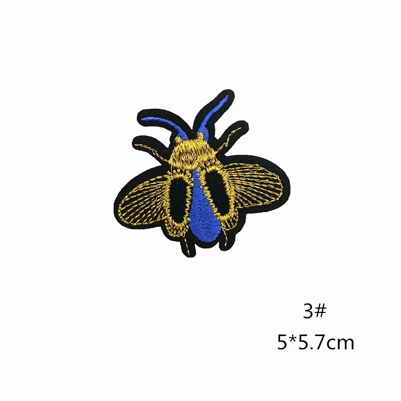 Golden Bees Appliques ricamate ferro su insetti patch zanzara Beetle adesivi di stoffa bug badge per uomo giacche decorazioni fai da te