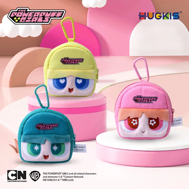 

10cm The Powerpuff Girls Peripheral Plush Buttercup Headphones Bag Pendant Cute Cartoon Bubbles Blossom Doll Storage Coin Wallet