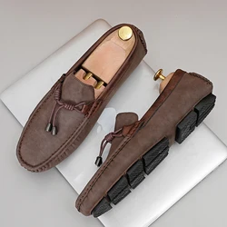 Lightweight Tassel Loafers Men Casual Shoes Handmade Leather Male Slip on Flats Man Moccasins Luxury Mens Driving Shoes 2024