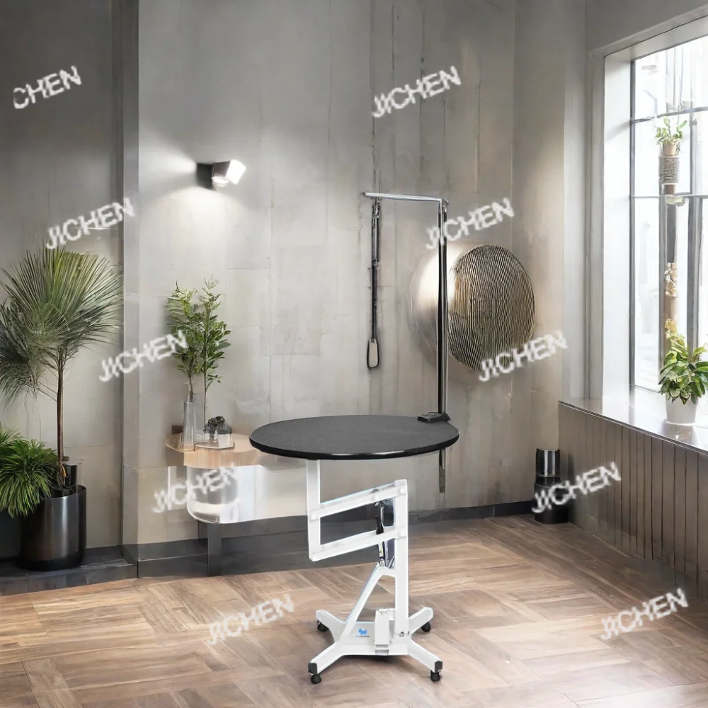 

Устойчивый круглый грумерский стол из нержавеющей стали с регулировкой высоты и функцией складывания для выставок собак и других животных