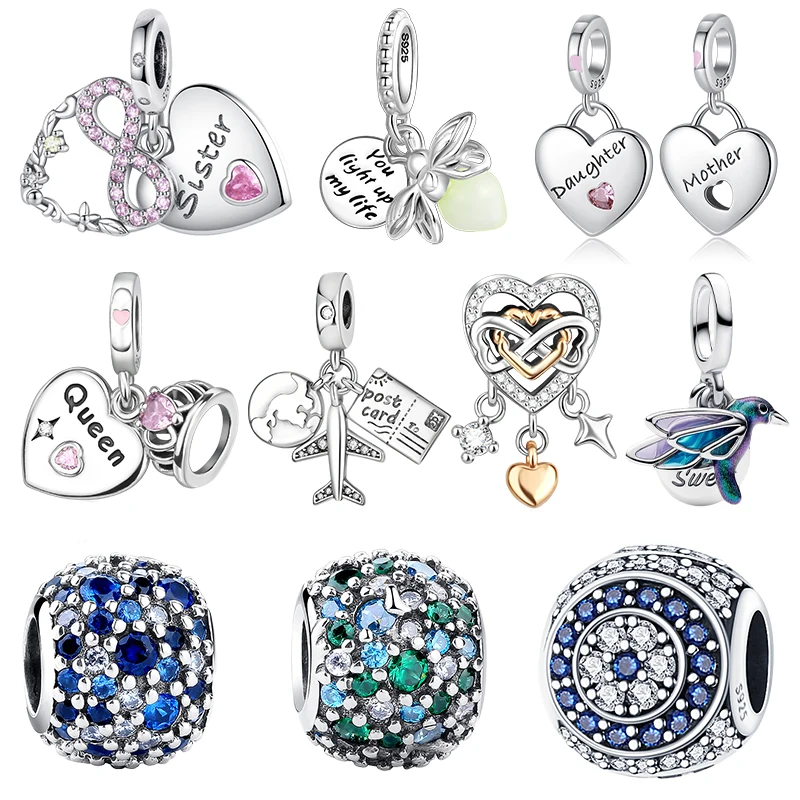 

S925 Sterling silver Firefly Love Airplane Suitcase Stars Moon Sun Charm Beads Fit Original Bracelet Woman DIY Jewelry Making