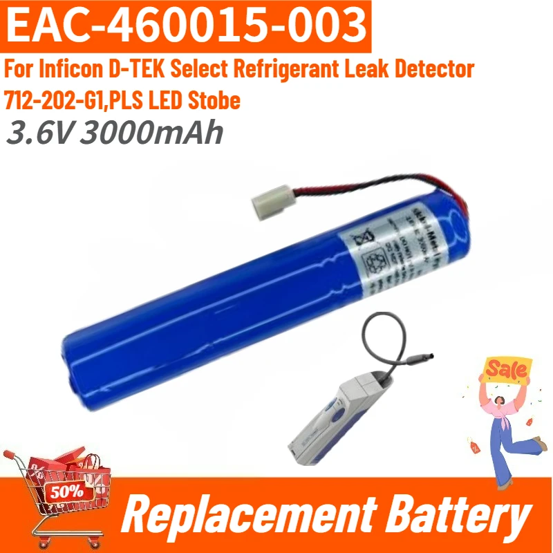 EAC-460015-003 High Quality Battery 3.6V 3000mAh for Inficon D-TEK Select Refrigerant Leak Detector 712-202-G1,PLS LED Stobe