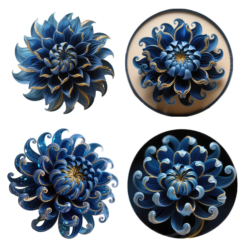 Three Ratels CFN20 Deep Blue Chrysanthemum Art Wall Stickers for Home Decoration Car Body decals