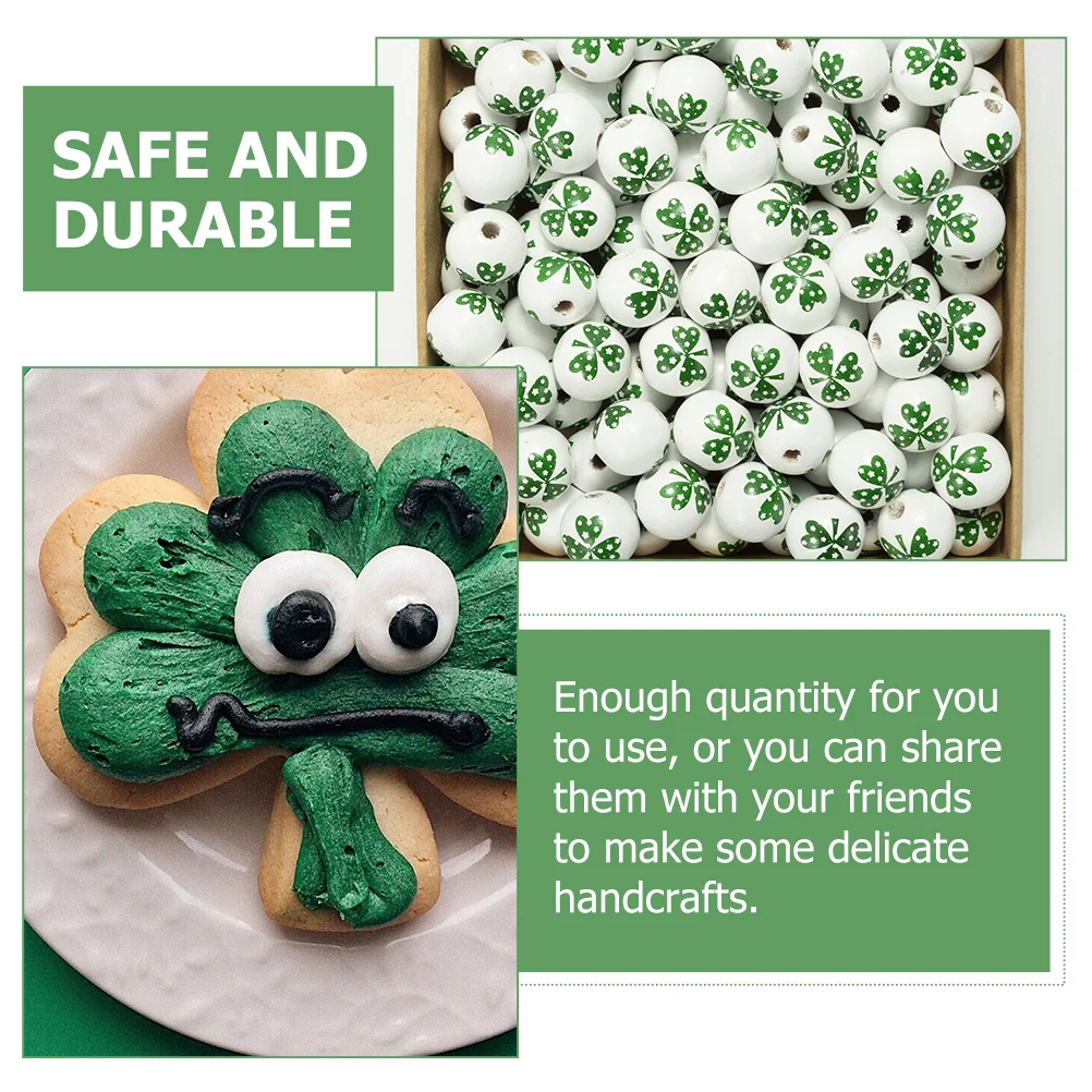 100Pcs Wooden Beads Pattern DIY Accessories Jewelry Making Supplies Smooth Polished Surface Craft Bracelets Pendant