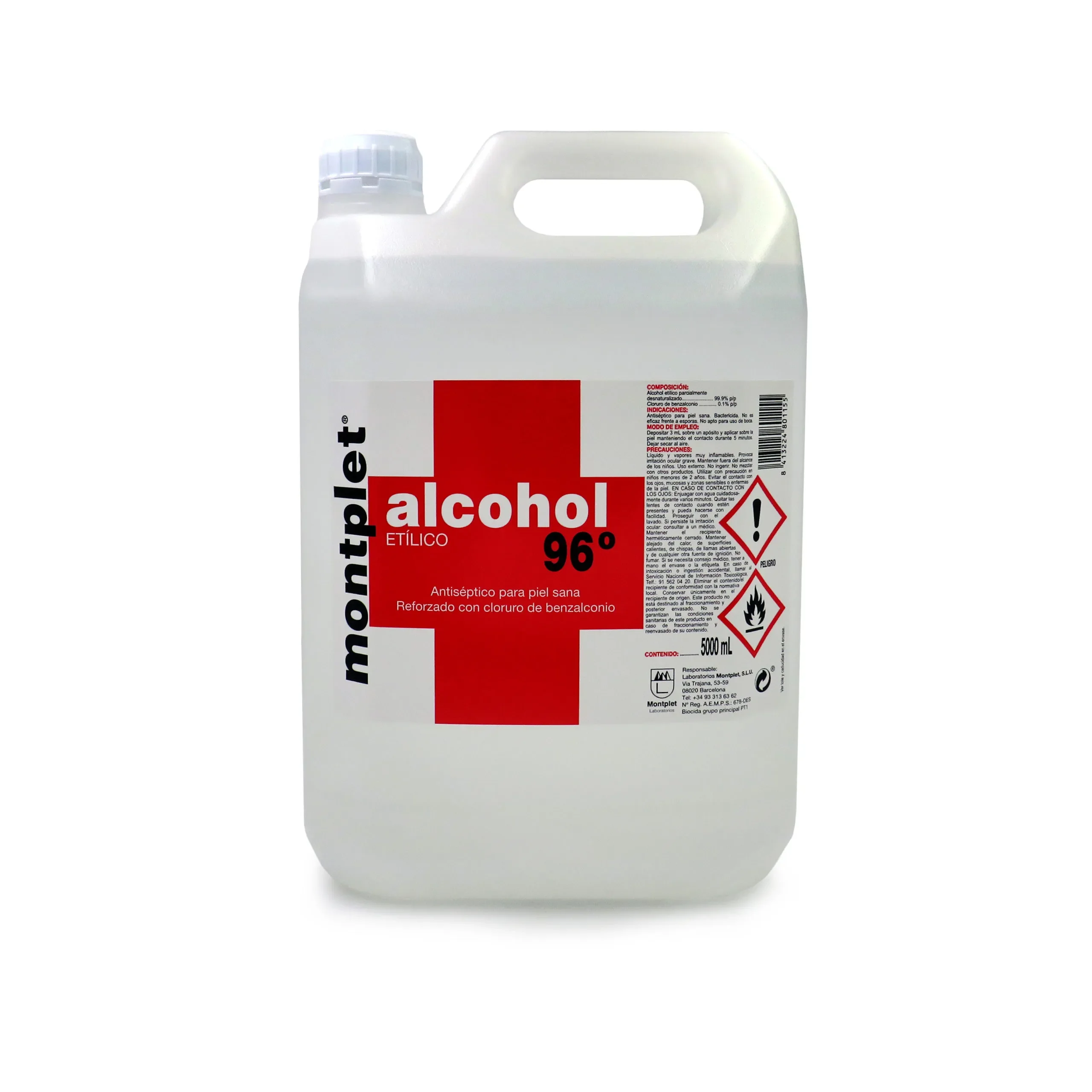 ALCOHOL (MONTPLET) ETILICO 96º 5L Inscrito por la Agencia Española del Medicamento