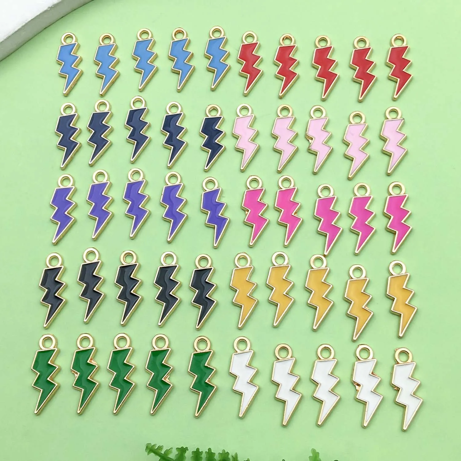 50 stücke bunte Emaille Blitz Design Charms Legierung Anhänger für DIY Armbänder Halsketten Ohrringe Schmuck Herstellung Zubehör