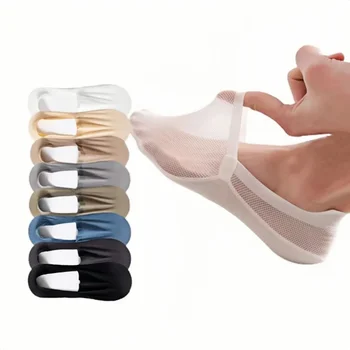 3 pares de meias de barco masculinas/femininas para apartamentos unissex verão meias transparentes invisíveis forro respirável malha meias finas
