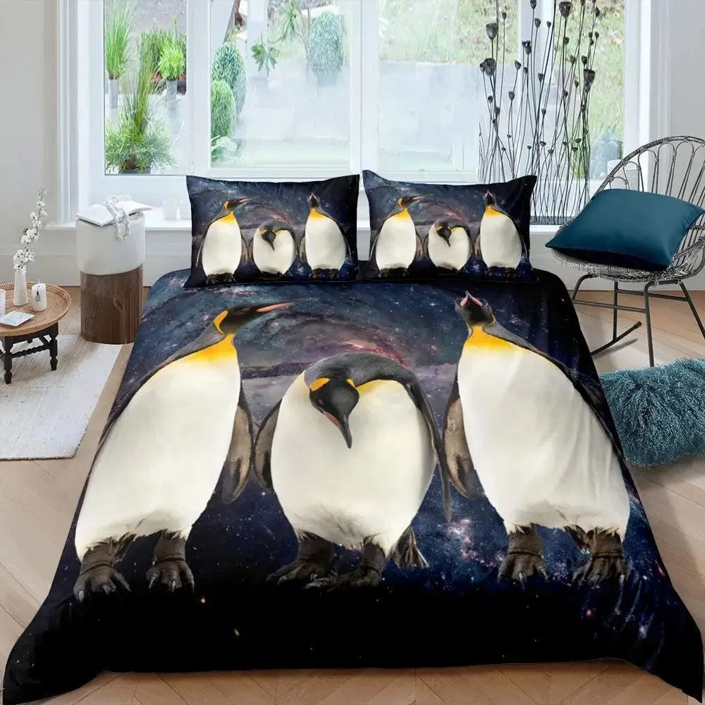 

Penguin Duvet Cover Set Antarctic Animals Bedding Set for Kids Boys Girls King Size Winter Theme Comforter Quilt Cover Set
