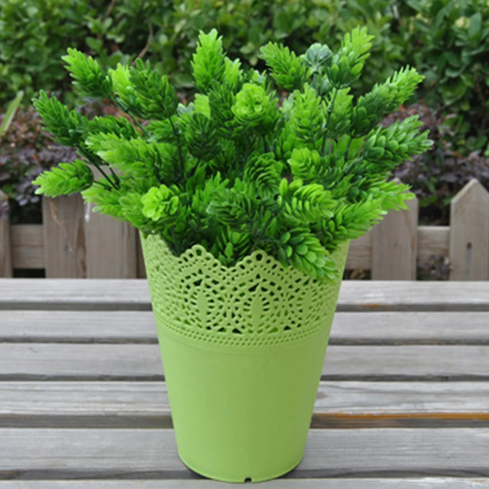 1Pcs Plastic Resin Flower Pots Small Crown Vase Organizing Cosmetics Stationery Holder Hollow Basket Garden Accessories