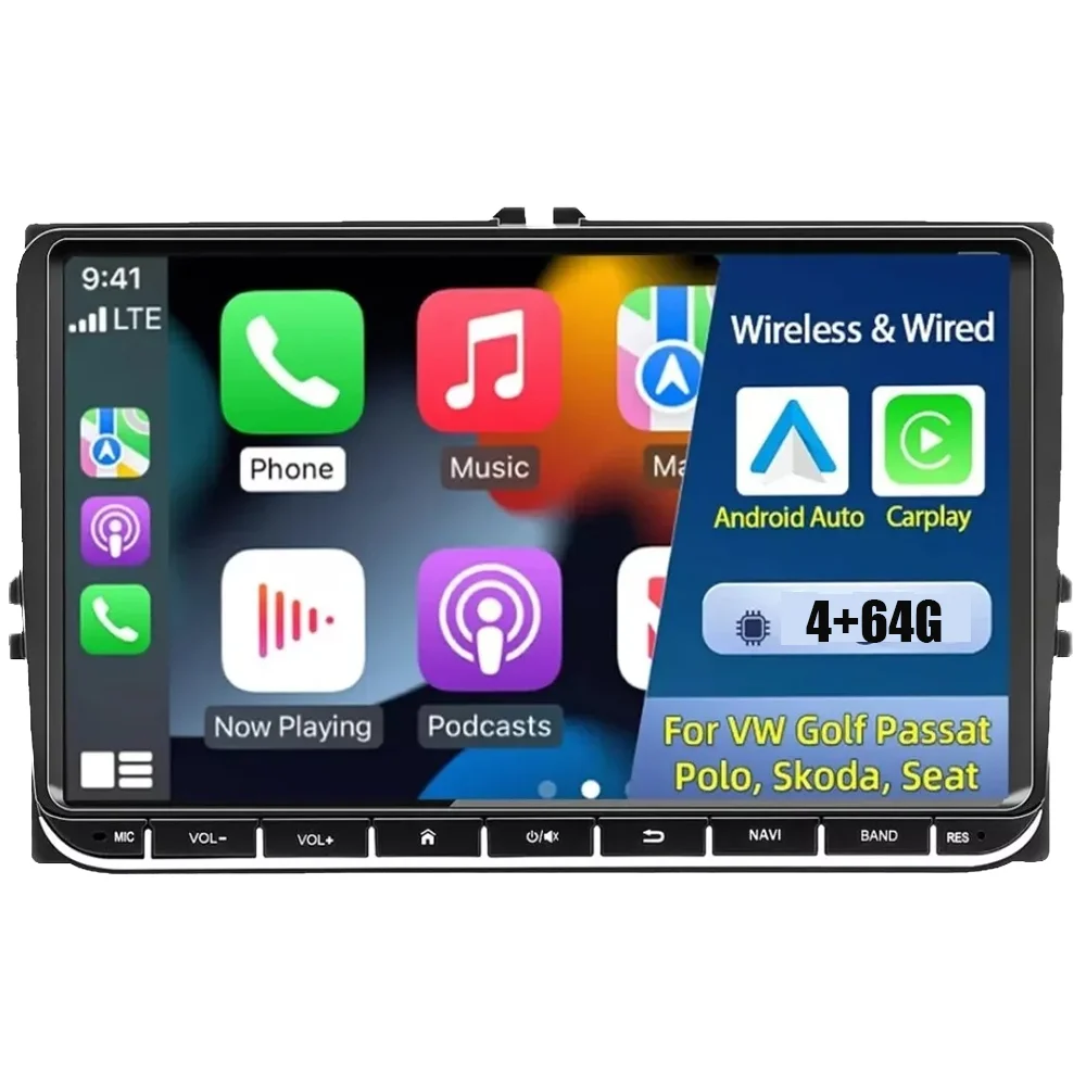 9 Inch Android Auto Dashboard Car Stereo GPS 2 Din Touch Screen FM Reversing Camera DVR TV MP3 DSP Built-in WiFi USB SD Card