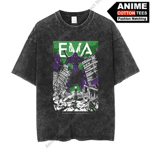 Unisex cotton washed t-shirt, anime, neon genesis evangelion, type of rehearsal, EVA-01, vintage, extragrade, t-loose, casual 10 Main Sales Evangelion Shirt - №3