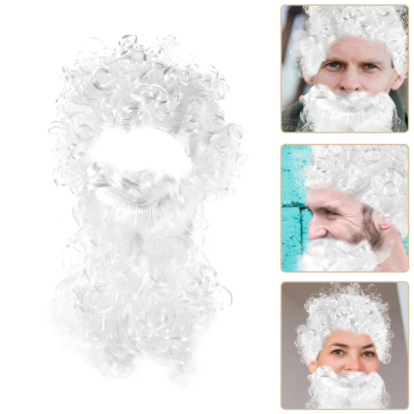 1 conjunto de barba de papai noel natal papai noel cosplay barba branca e adereço acessórios de fantasia de papai noel para festas de férias