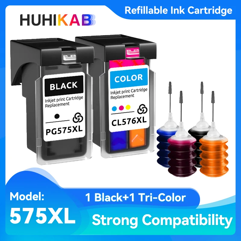 PG-575XL CL-576XL PG575 CL576 575 576 XL Refillable Ink Cartridge For Canon Inkjet Printer PIXMA TS3550i TS3551i TR4750i TR4751i