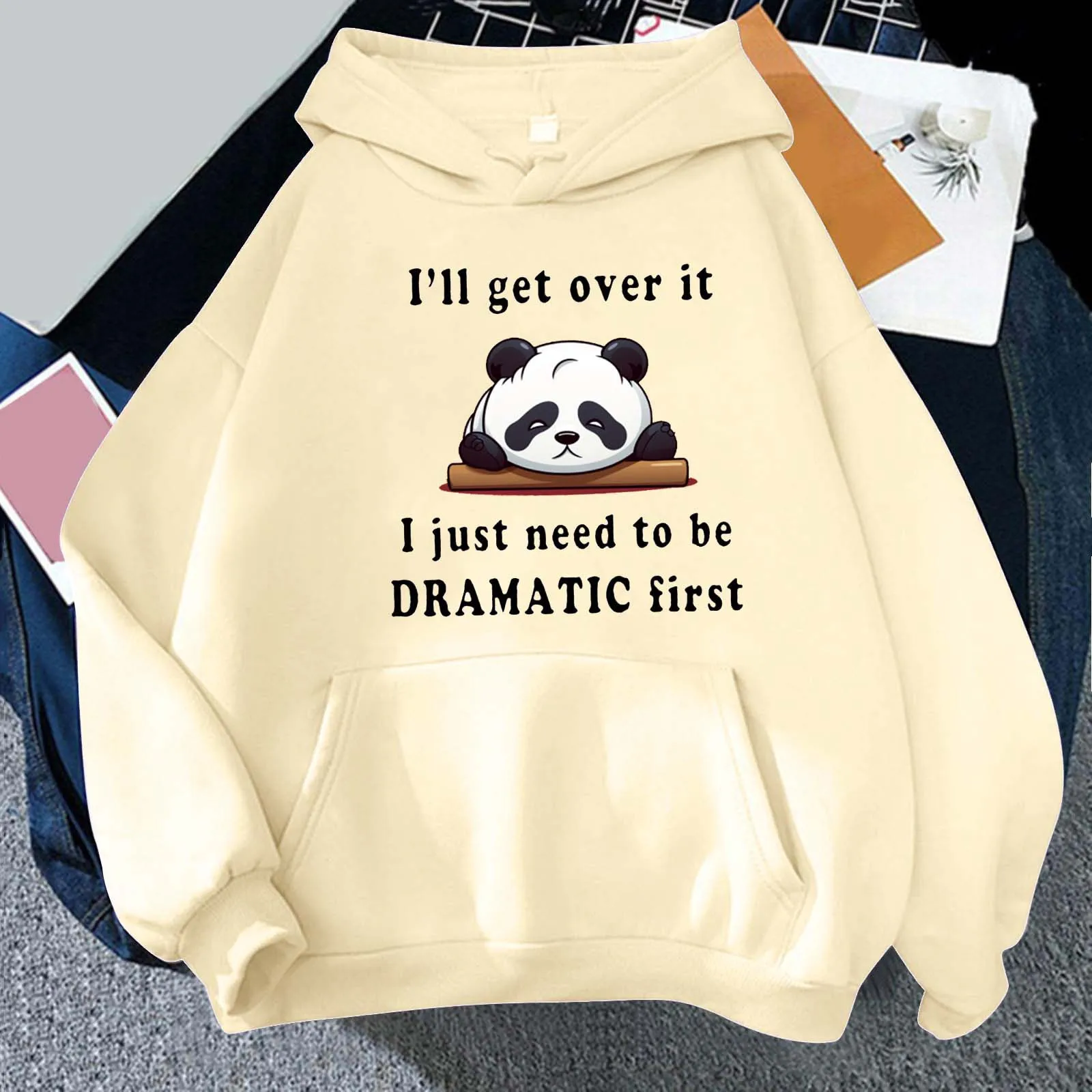 

Cat Lady Christmas Sweatshirt Ladies' Cute Letter Panda Print Hooded Sweatshirt With Drawstring Pocket Lightweight Zip Hoodie