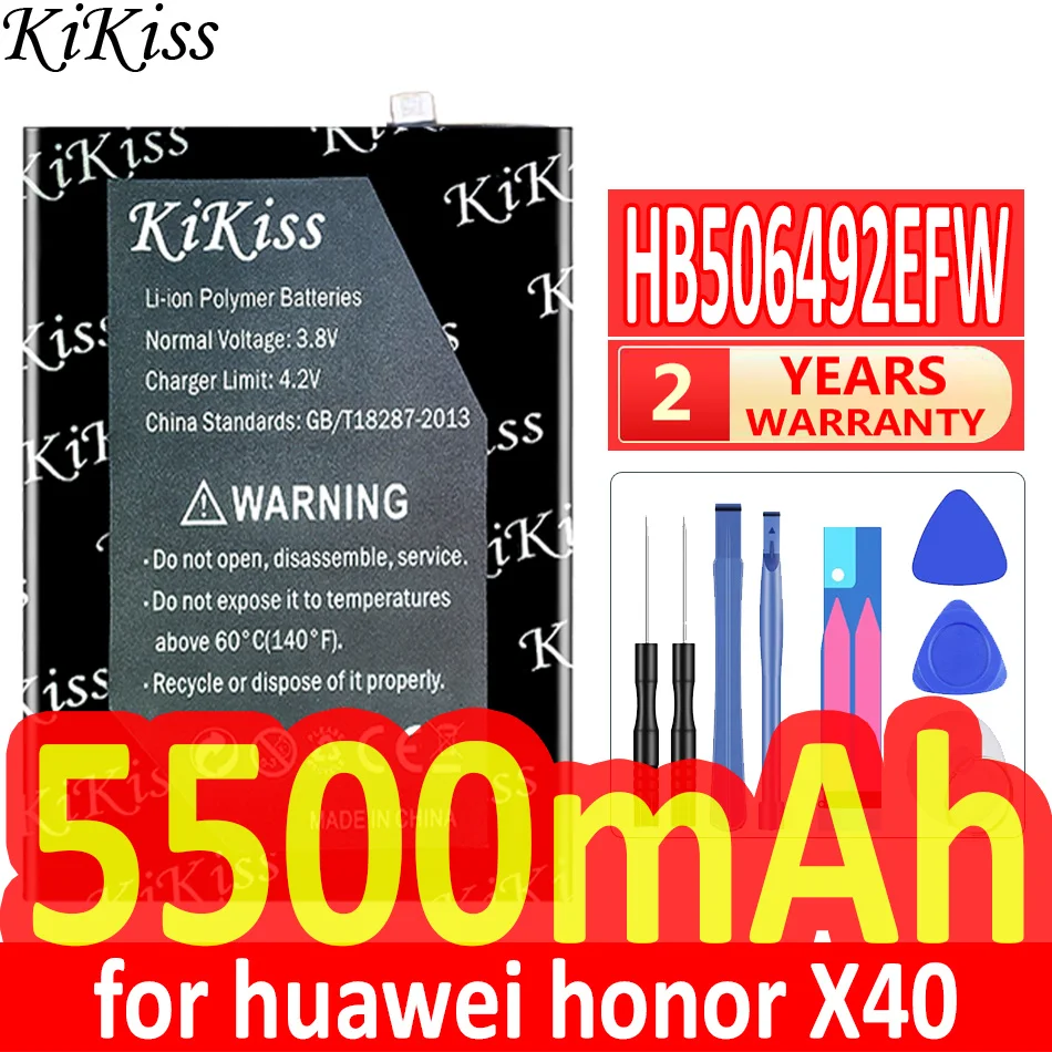 

Мощный аккумулятор 5500 мАч KiKiss HB506492EFW для huawei honor X40