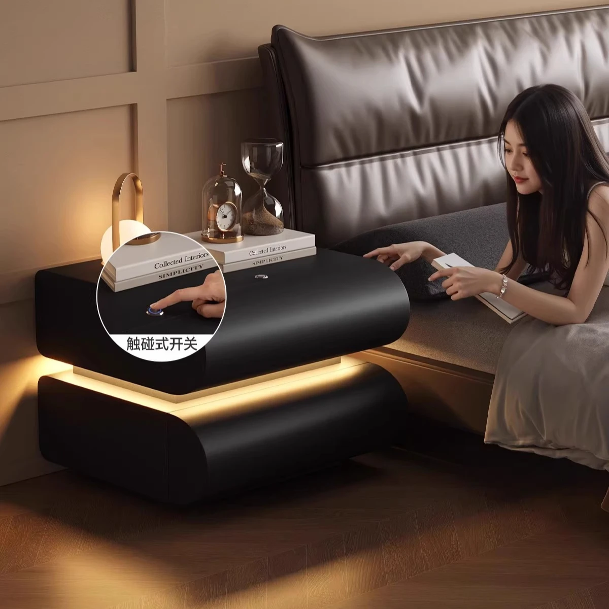 إخفاء طاولة السرير ضيقة العائمة لطيف كتم طاولة السرير المتخصصة خلق القطيفة مساعد Meuble Chambre باوهاوس الأثاث