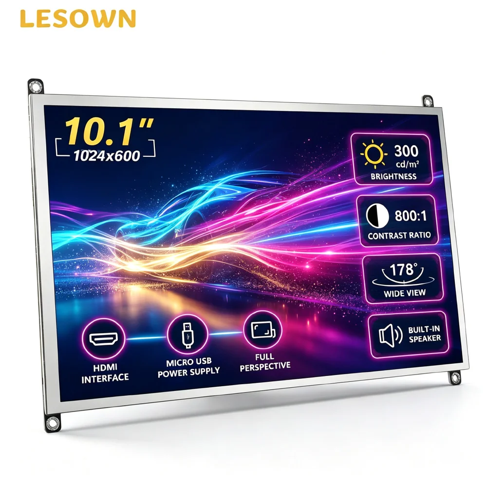 LESOWN 10.1 inch LCD Assembly HDTV Interface Plug and Play Monitor No Driver for SBC Industrial Unit