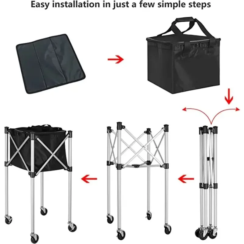 Newly Upgraded JTC05B Portable Tennis Basket, Light Tennis Cart, Wheeled Baseball Tennis